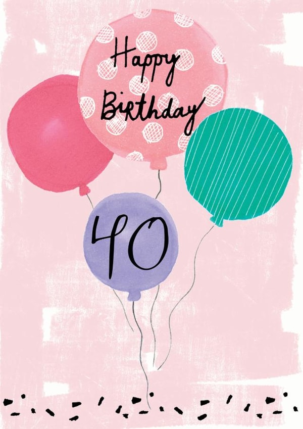 4oth Birthday Balloon Card created by Pom Pom Party Cards