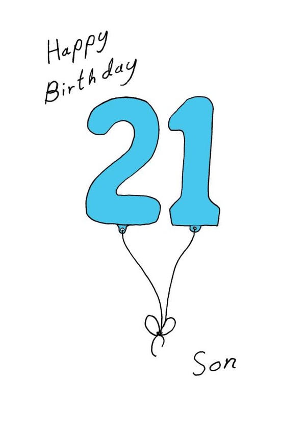 Son 21 blue balloon birthday card created by A Ray of Sunshine Cards