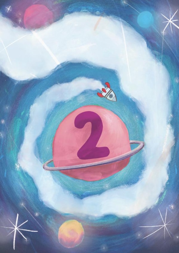 2nd birthday card - kids space rocket created by The Grey Earl