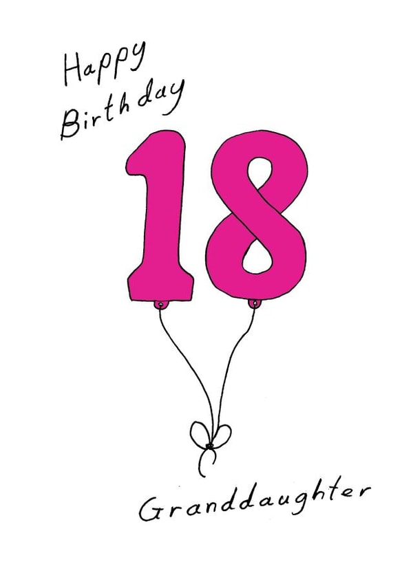 Granddaughter 18 pink balloon birthday card created by A Ray of Sunshine Cards