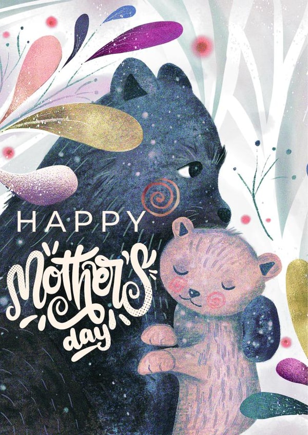 Cute Bear and Baby Bear Hugging Mother's Day Card created by Nidd And Rigg!