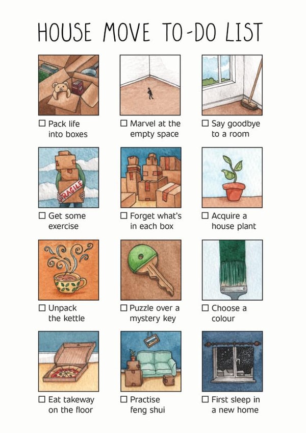 Cute To-Do List New Home Card - Tick Boxes - House Move To-Do List created by Lucy Reynolds