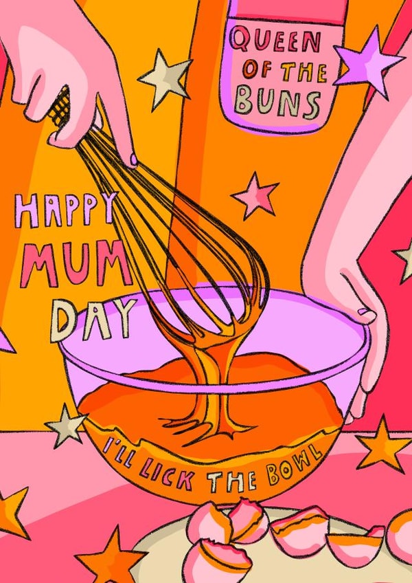 Queen of the buns mother's day card created by Freya Niamh Design