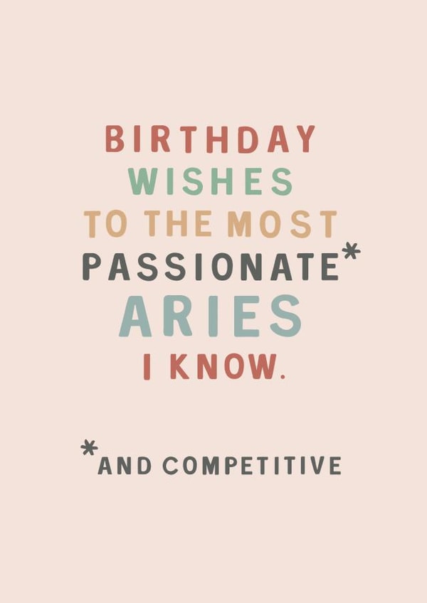 Passionate Aries Birthday Card created by Too Wordy