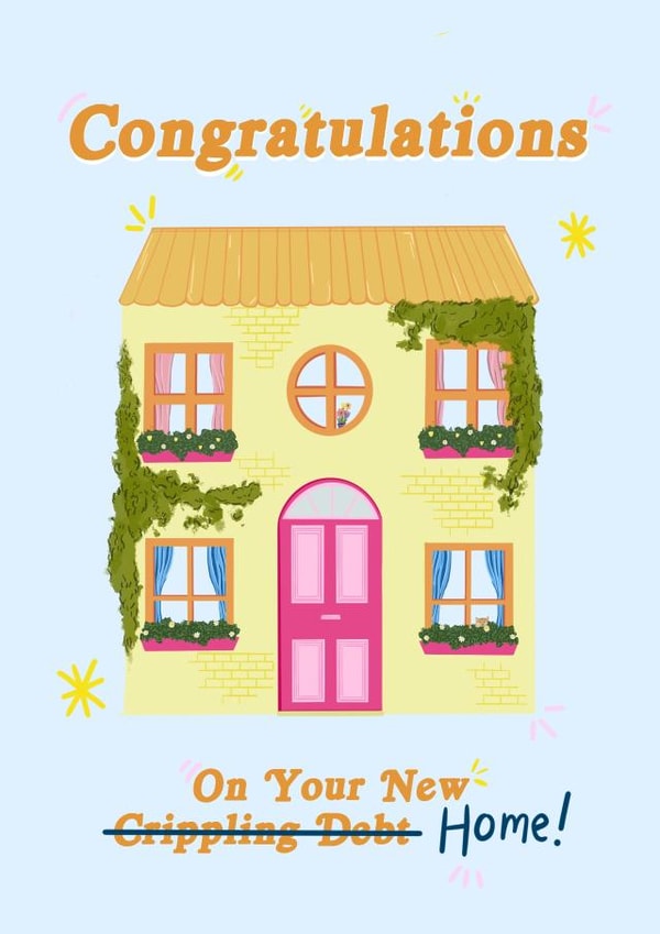 Congratulations on Your New Home Funny Card for Loved One created by AmySrvc Illustration