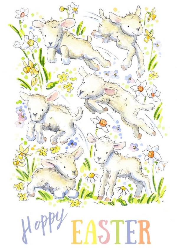 Bouncy Lambs Easter card created by Kate Garrett