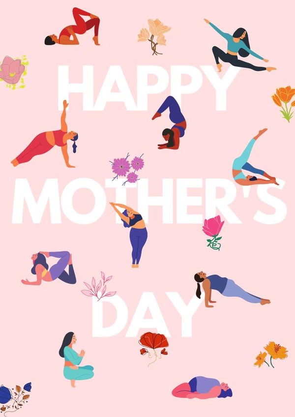 Pretty Mothers Day Card - Mum - Yoga - Happy Mother's Day created by Nina Bombina