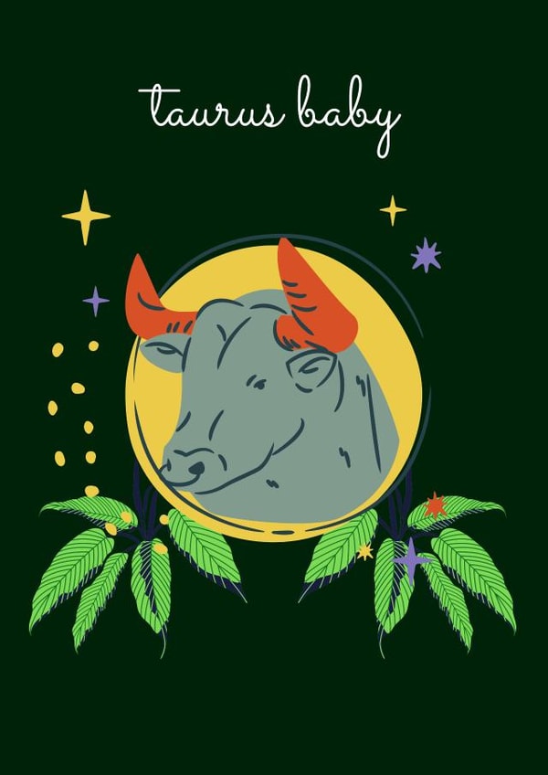 Taurus Baby birthday card created by Nina Bombina