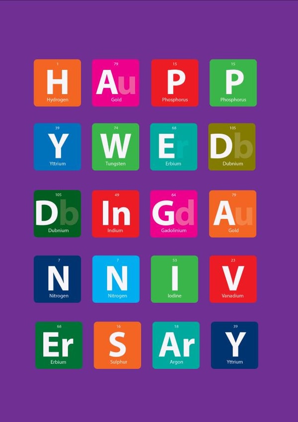 Periodic Table of Elements Happy Anniversary Card for HUsbands or Wives created by Doc Mock