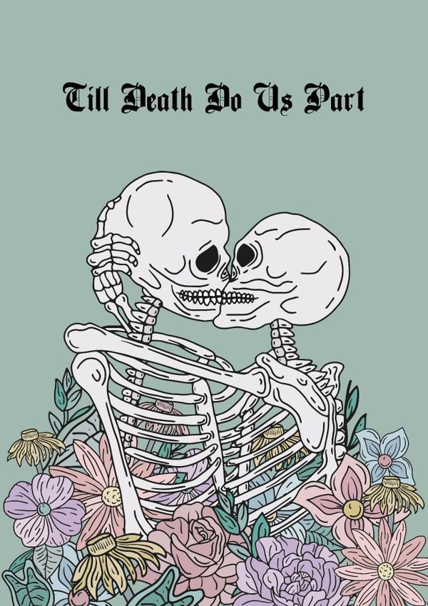 Cute Gothic Anniversary Card / Wedding Card - Skeletons - Till Death Do Us Part created by Talk & Tell