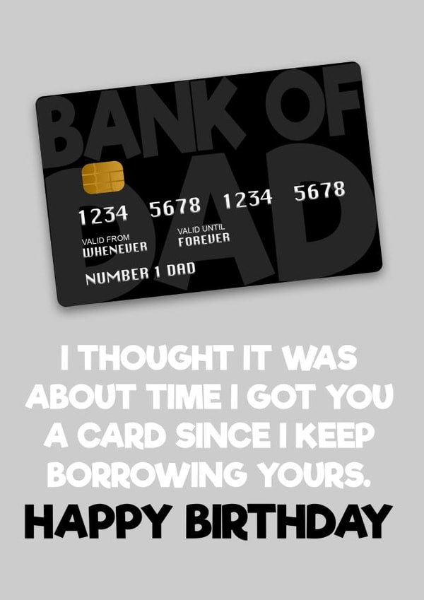 Bank of Dad Birthday card created by Blind Faith