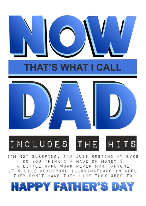 Funny Typography Fathers Day Card - Now Music - Now That's What I Call Dad created by MintCards