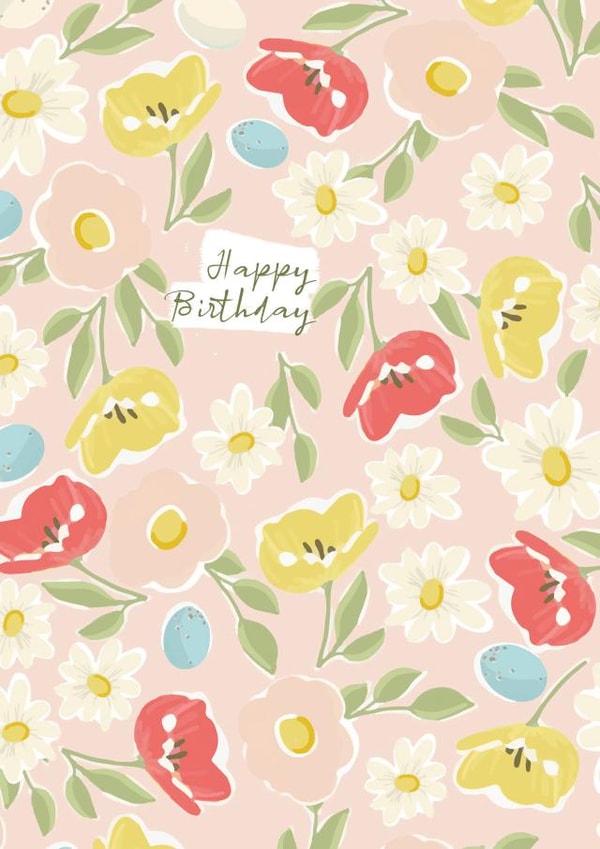 Happy Birthday Illustrated Pretty Floral Birthday Card created by Michelle Manolov