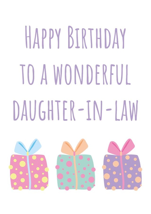 Classic Birthday Card - Daughter-In-Law - Presents created by size3art