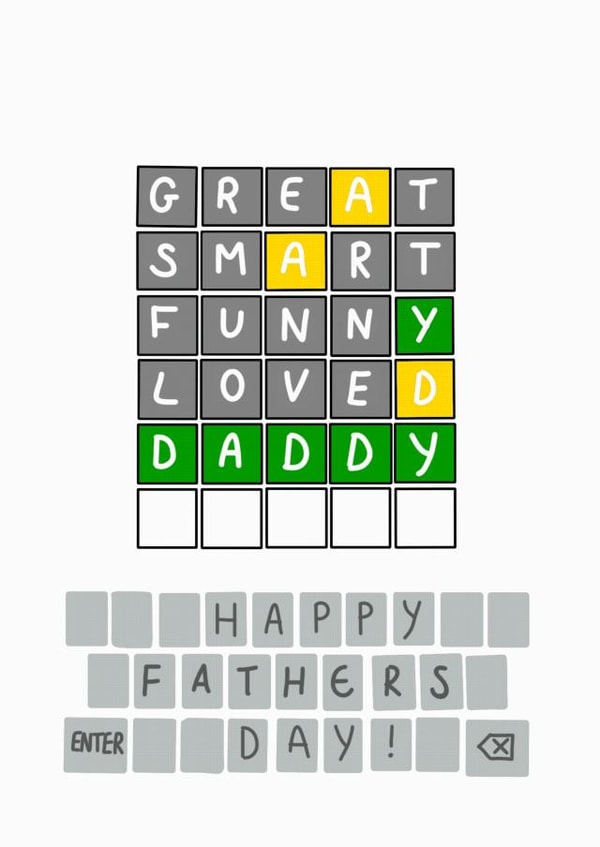 Cute Wordle Fathers Day Card - Daddy - Wordle - Keyboard created by Al_lustrations