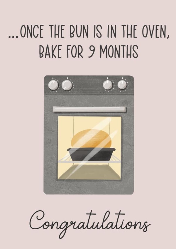 Bun in the Oven Baking instructions Pregnancy Card created by Silky Rose Design