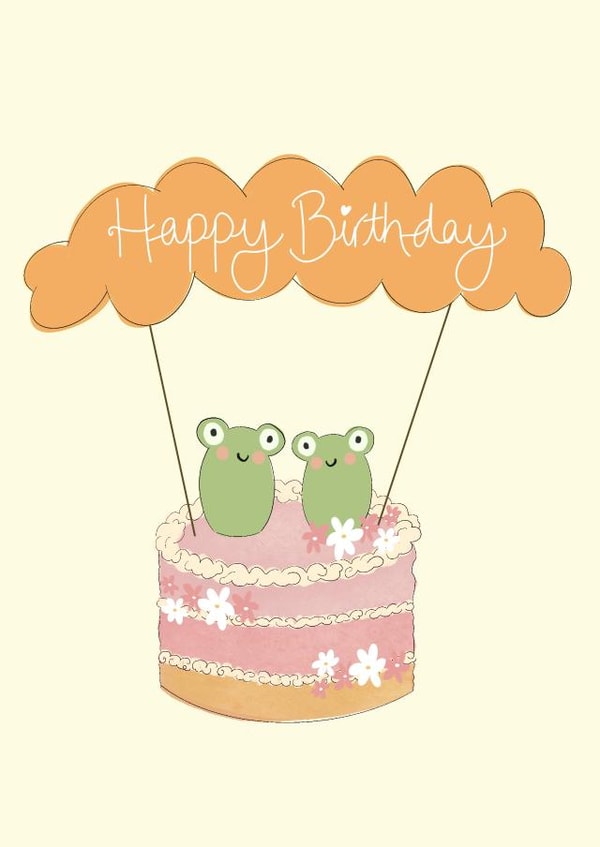 Cute Birthday Card - Frogs - Cake created by CardsbyAliceUK