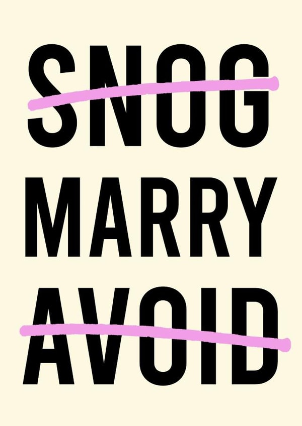 Snog Marry Avoid - Wedding Card created by Highgrove Cards