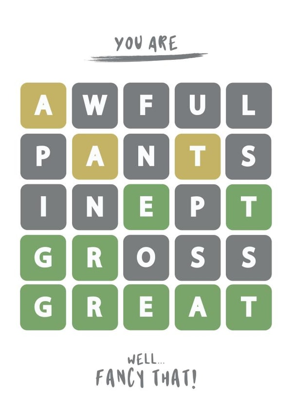 The perfect wordle theme card! created by @punbelievable