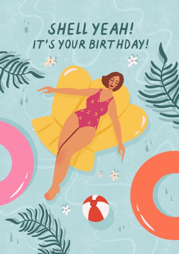 'Shell yeah! It's your birthday!' Beach Pool Summer Happy Birthday created by Flourish Paperworks