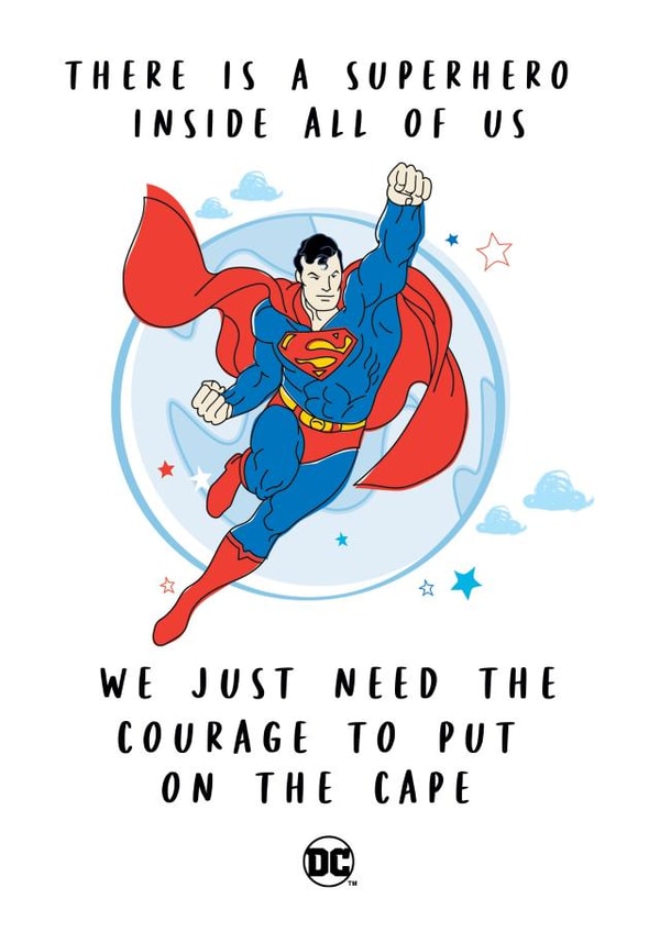 Courage to put on the cape Superman Father's day Birthday card created by Cardology