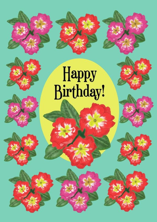 Pretty Primulas Happy Birthday Card created by Her Joyful Heart
