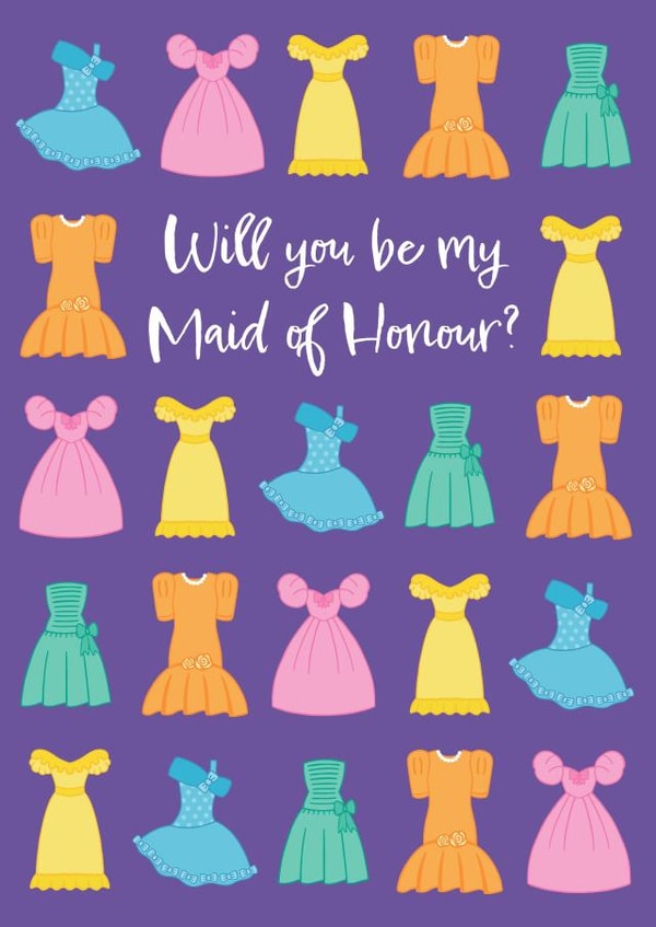 Will you be my Maid of Honour dress card created by Frankie Jackson