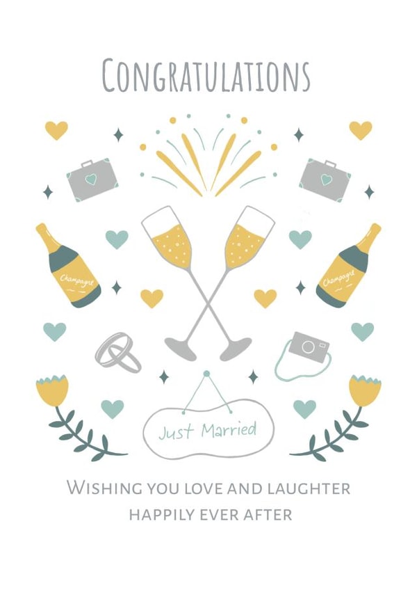 Champagne and Sparkles Wedding Card For a Couple On Their Wedding Day created by Strawberry Mint