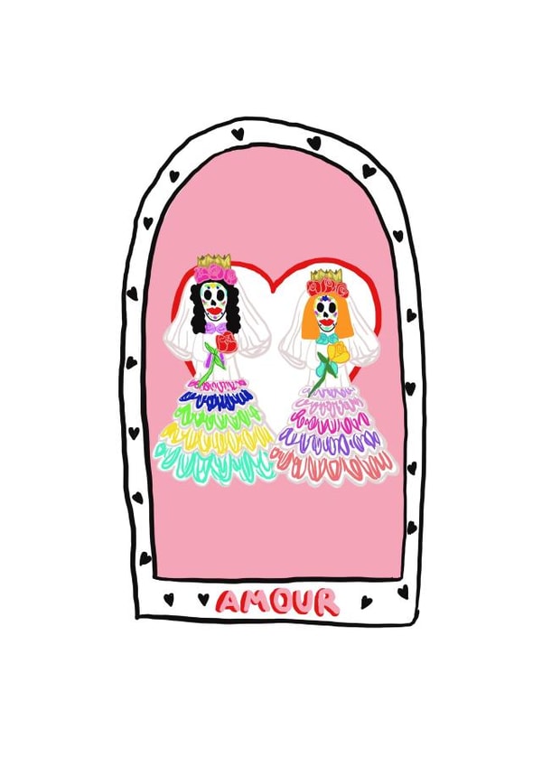 Sugar Skull - Lesbian Wedding Card created by Front Bum