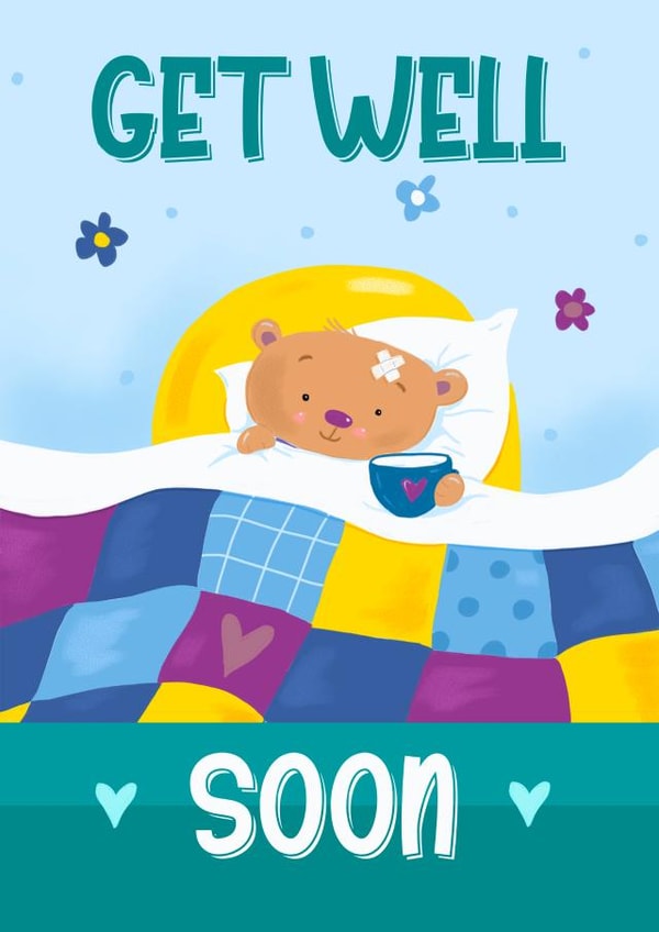 Get Well Soon Cute Bear in Bed created by Dale Simpson