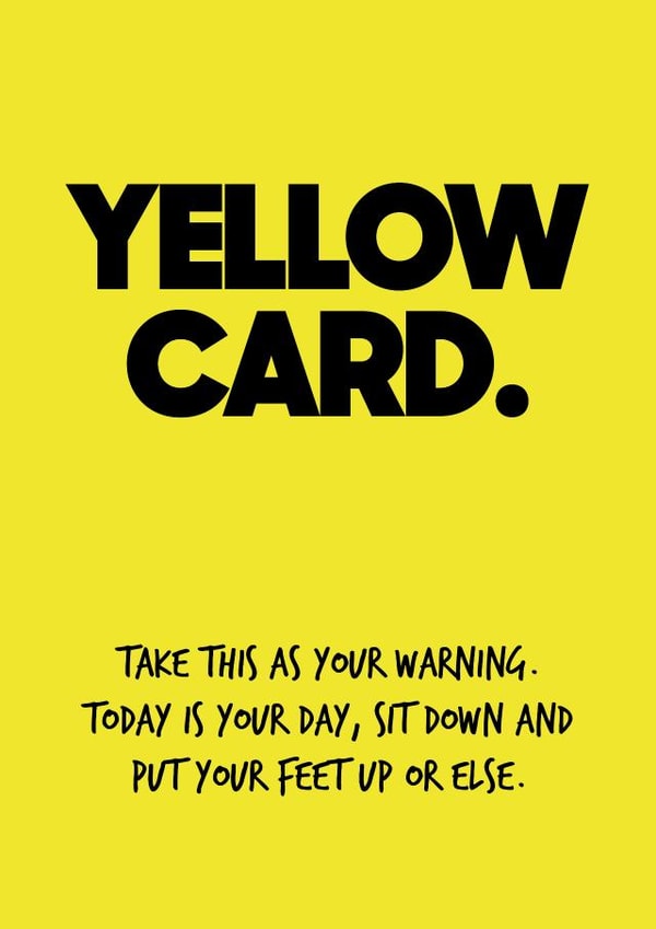 Yellow card. created by Quinton cards