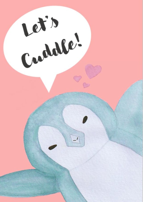 Cute Anniversary Card - Penguins - Let's Cuddle created by Of petals and sepals