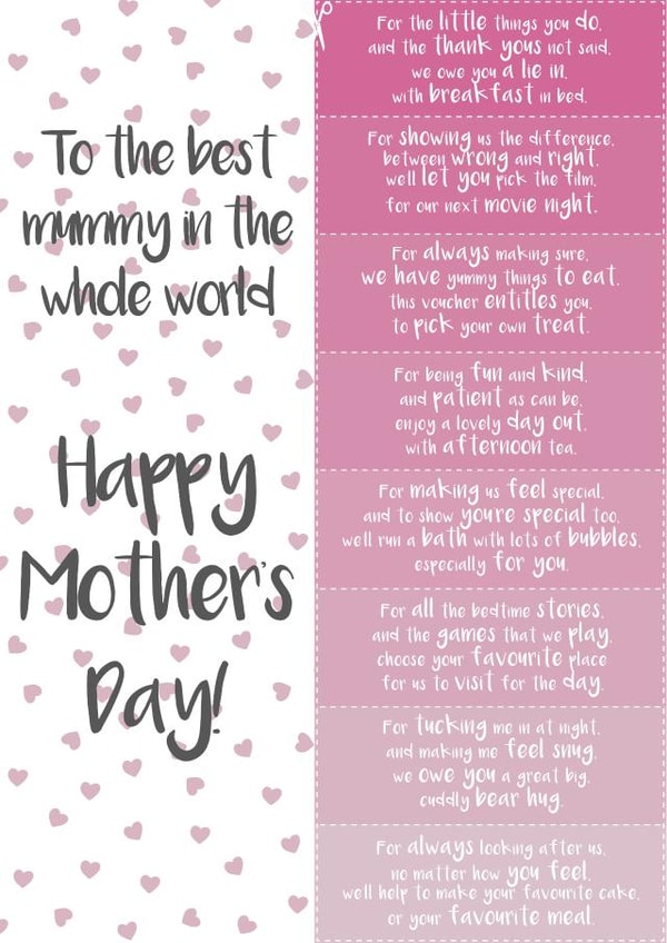 Mother's Day Coupon Card created by Rhymes To Remember