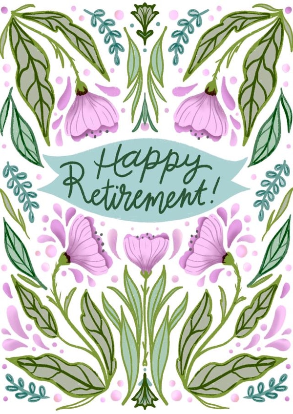 Floral Illustrated Retirement Card created by Fantastical Fun Shop
