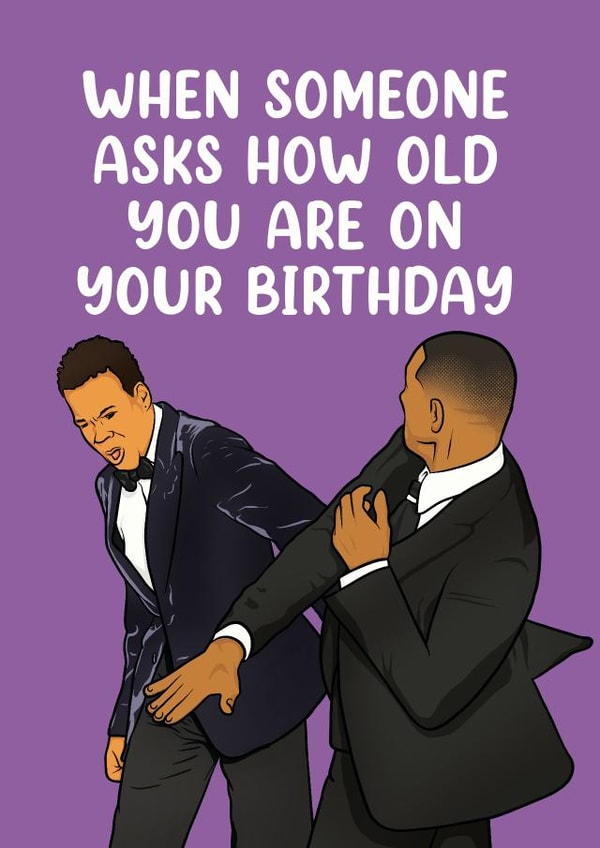 Will Smith Slap Chris Rock Oscars Birthday Card created by Picardso