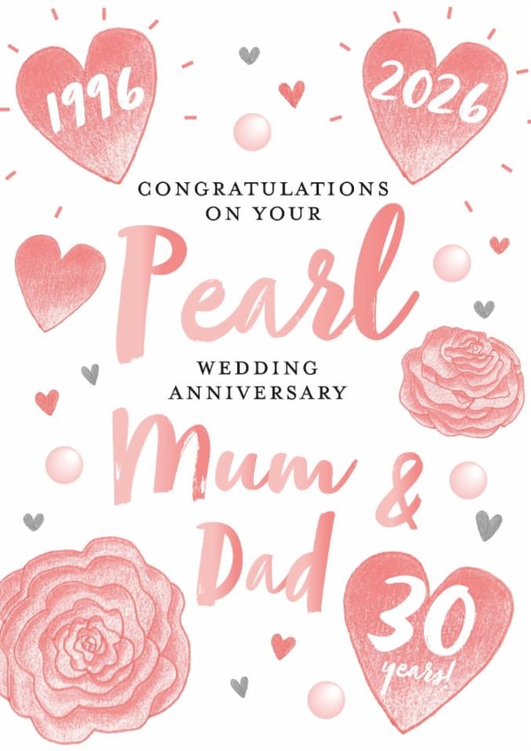 Pearl Anniversary- 30 Years - Congratulations On Your Pearl Wedding Anniversary created by Juniper and Rose Studio