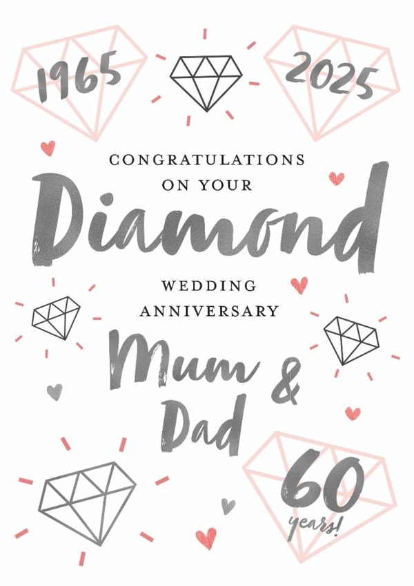 Diamond Wedding Anniversary Mum and Dad created by Juniper and Rose Studio