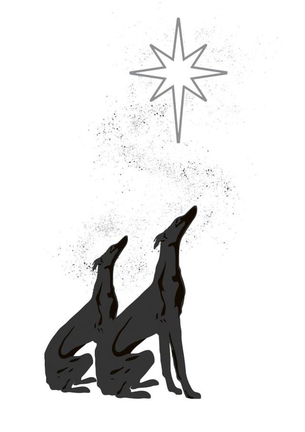 Whippet Stargazer Christmas Card created by Whippet Art
