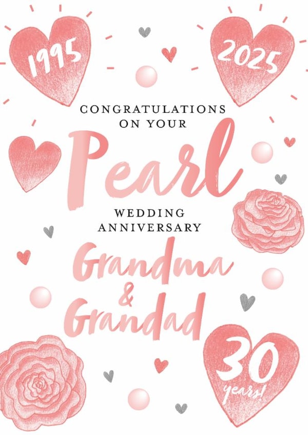 Pearl Wedding Anniversary Grandma and Grandad created by Juniper and Rose Studio