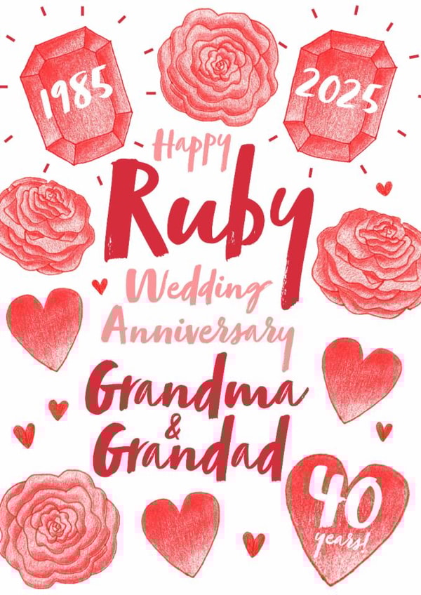 Ruby Wedding Anniversary Grandma and Grandad created by Juniper and Rose Studio
