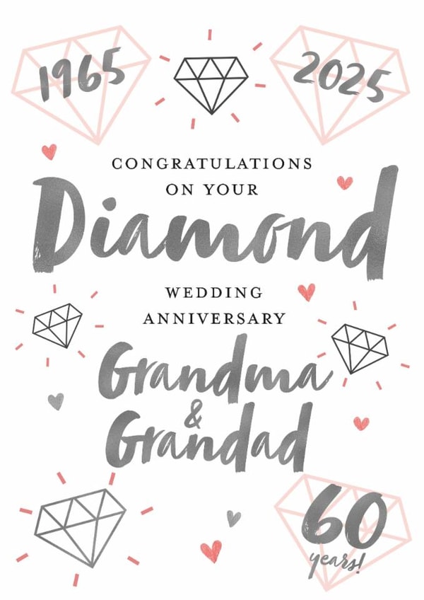 Diamond Wedding Anniversary Grandma and Grandad created by Juniper and Rose Studio