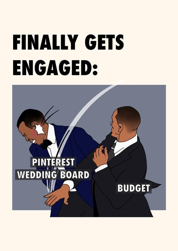 Will smith Chris rock oscars slap meme Engagement wife fiancé girl card created by The Girl Next Draw Cards