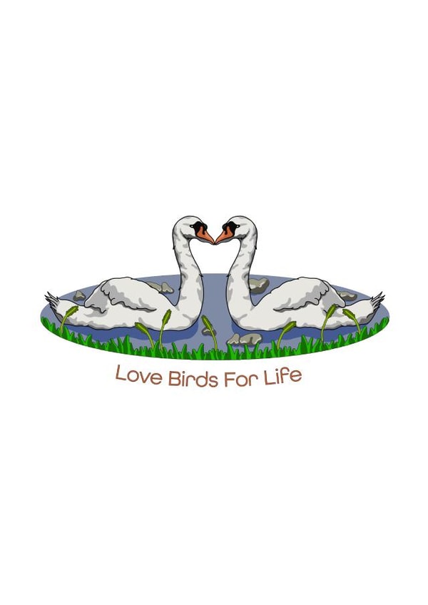 Love Birds For Life Anniversary card 1000 created by Masonillustration
