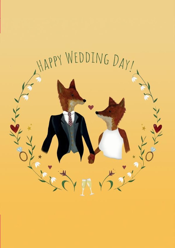 Wedding Day Foxes Card - Happy wedding day created by JodieArt