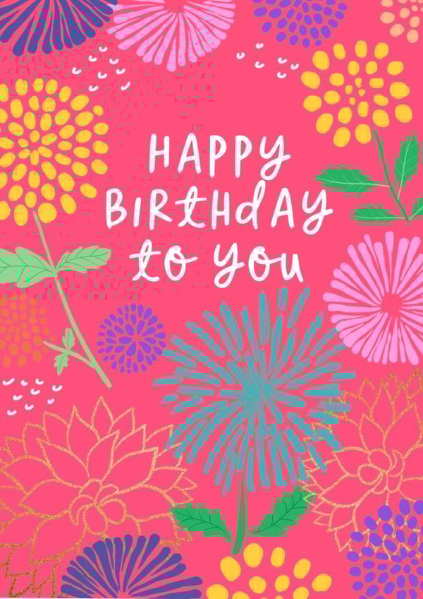 Deep pink floral birthday card created by patternmuse