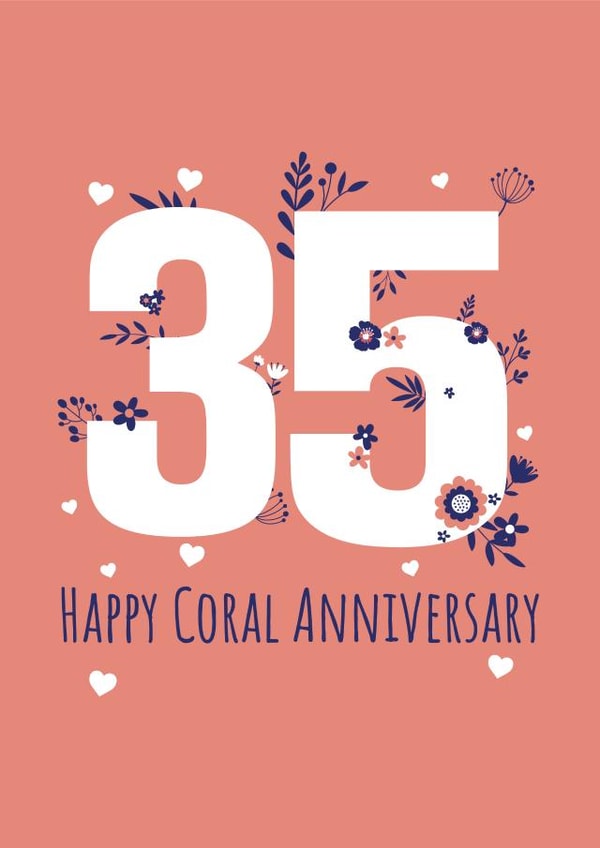 Celebrate their 35th Coral Anniversary with this cute floral card created by Yeti Design