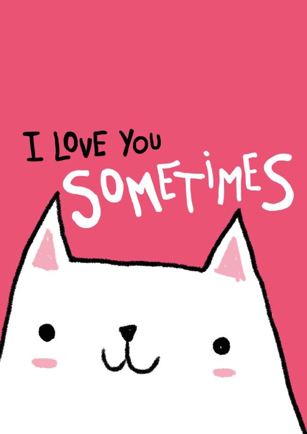 Cute cat thinking of you and birthday card created by Dot Dash Design