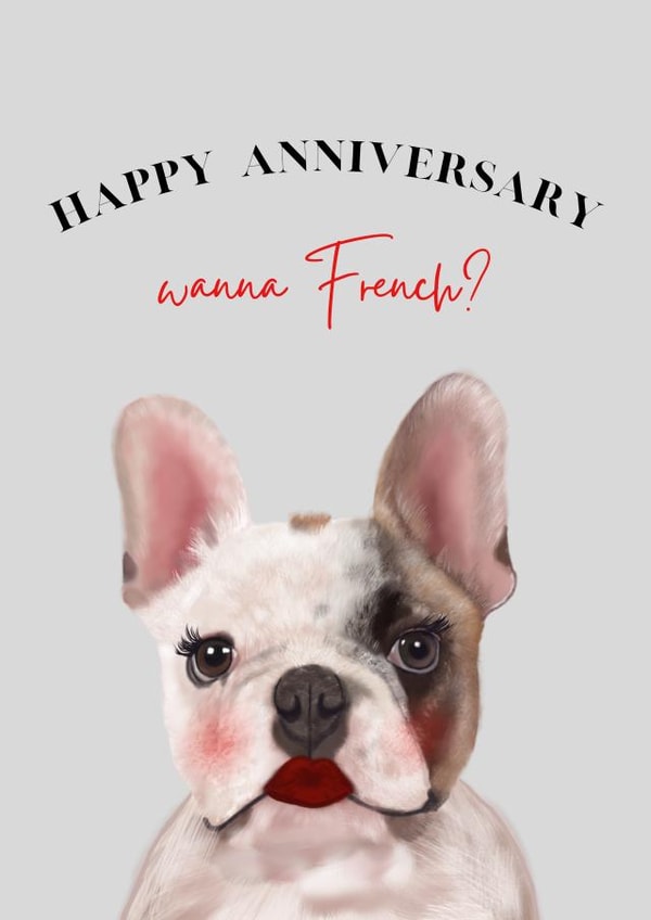 Frenchie anniversary card created by Shadan Designs