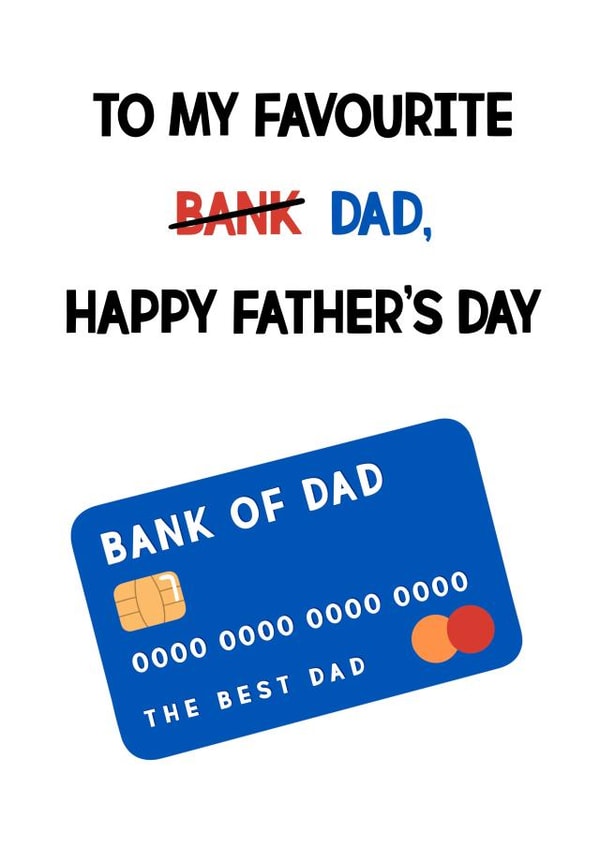 Bank of dad card created by Sophie Kent Illustration
