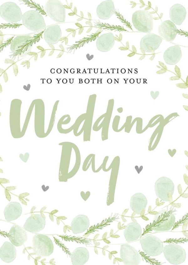 Wedding Day Congratulations - Green leafy card created by Juniper and Rose Studio